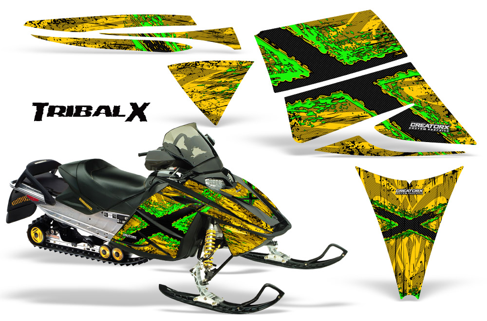 Ski-Doo Rev Graphics Kit TribalX Green Yellow